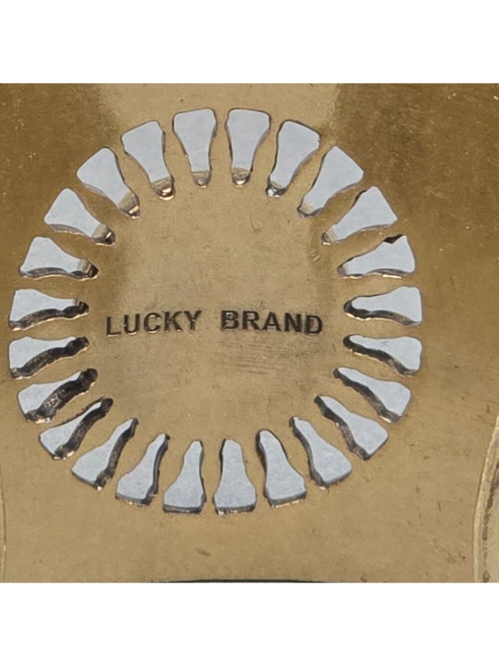 Lucky Brand Brass Sunburst Cuff Bracelet 7" Pink Quartz - Picture 7 of 16